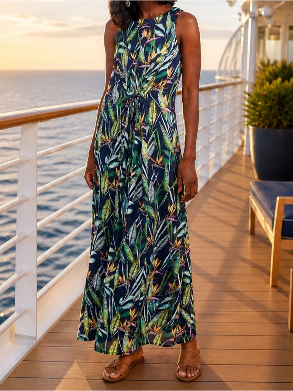 Tropical Leaf Maxi Dress – Bird of Paradise Print